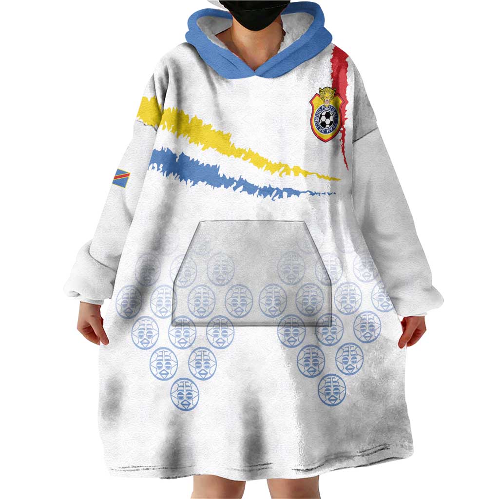 Custom DR Congo Football Wearable Blanket Hoodie Road To Champions - Wonder Print Shop