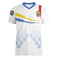 Custom DR Congo Football Women V-Neck T-Shirt Road To Champions - Wonder Print Shop