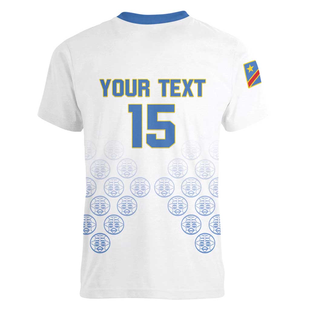 Custom DR Congo Football Women V-Neck T-Shirt Road To Champions - Wonder Print Shop