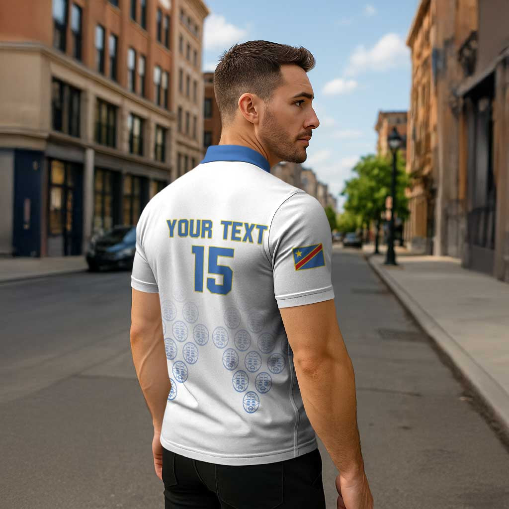 Custom DR Congo Football Zipper Polo Shirt Road To Champions - Wonder Print Shop