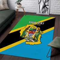 Personalised Tanzania Union Day Area Rug Coat Of Arms With Map