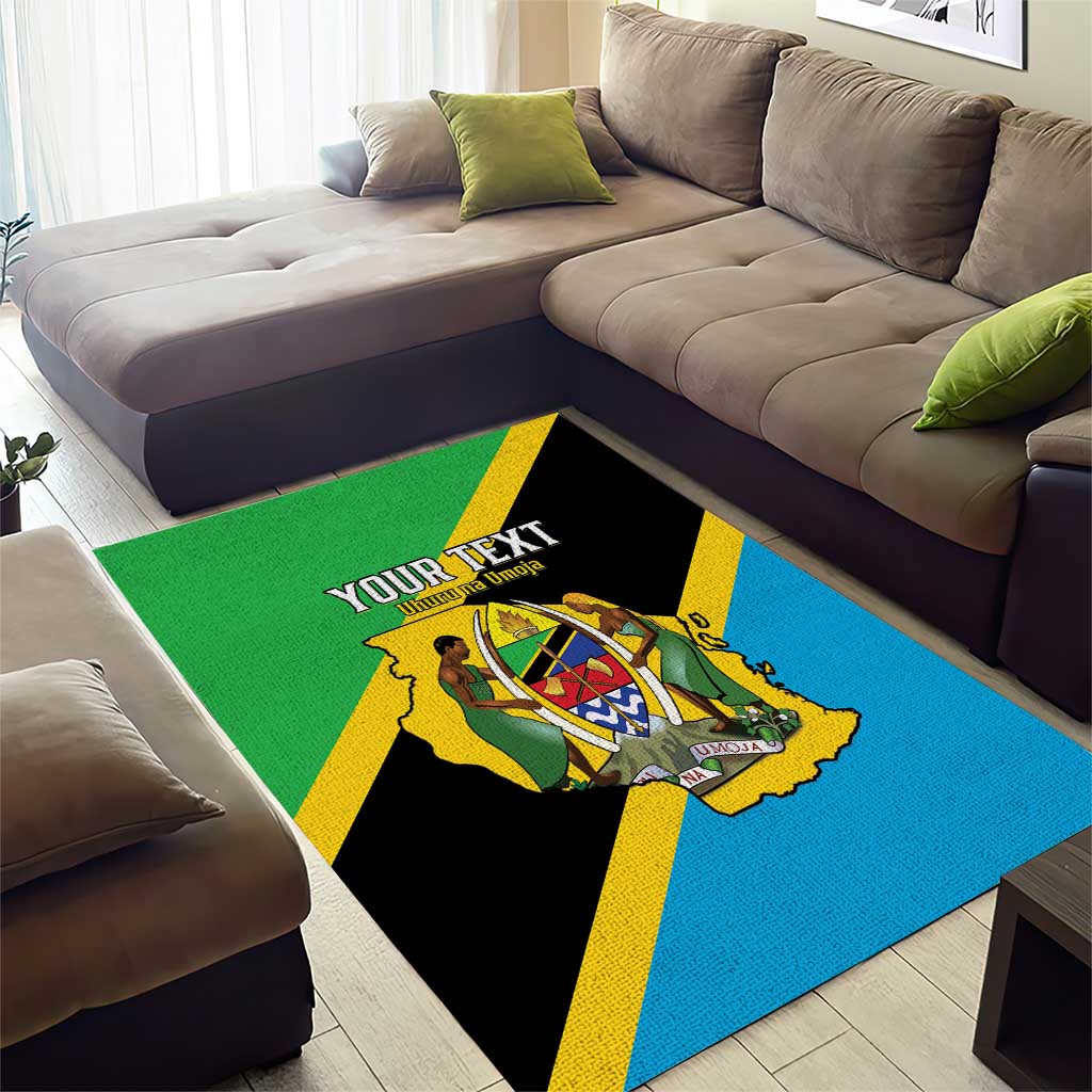 Personalised Tanzania Union Day Area Rug Coat Of Arms With Map