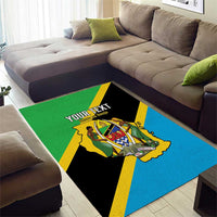 Personalised Tanzania Union Day Area Rug Coat Of Arms With Map