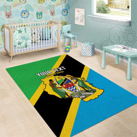 Personalised Tanzania Union Day Area Rug Coat Of Arms With Map