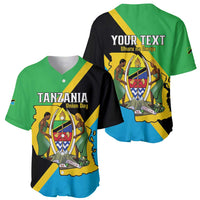 Personalised Tanzania Union Day Baseball Jersey Coat Of Arms With Map