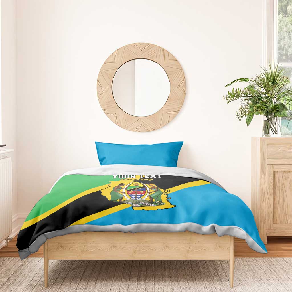 Personalised Tanzania Union Day Bedding Set Coat Of Arms With Map