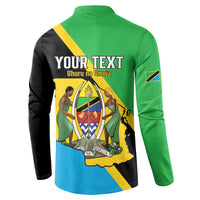 Personalised Tanzania Union Day Button Sweatshirt Coat Of Arms With Map