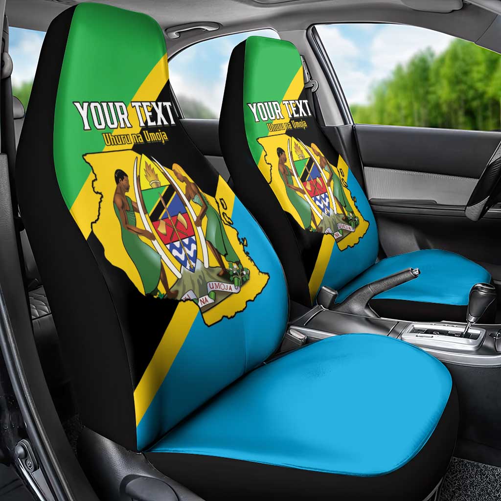 Personalised Tanzania Union Day Car Seat Cover Coat Of Arms With Map