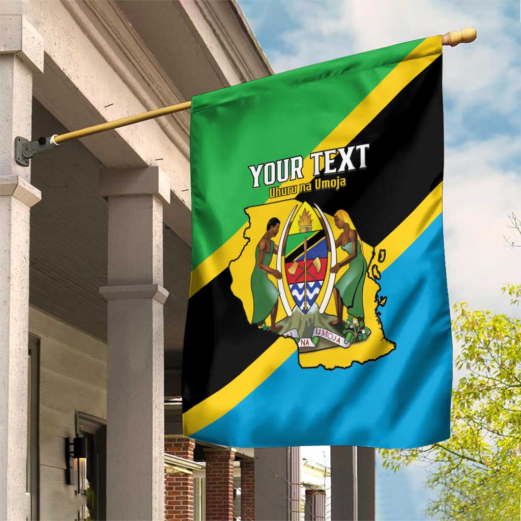 Personalised Tanzania Union Day Garden Flag Coat Of Arms With Map