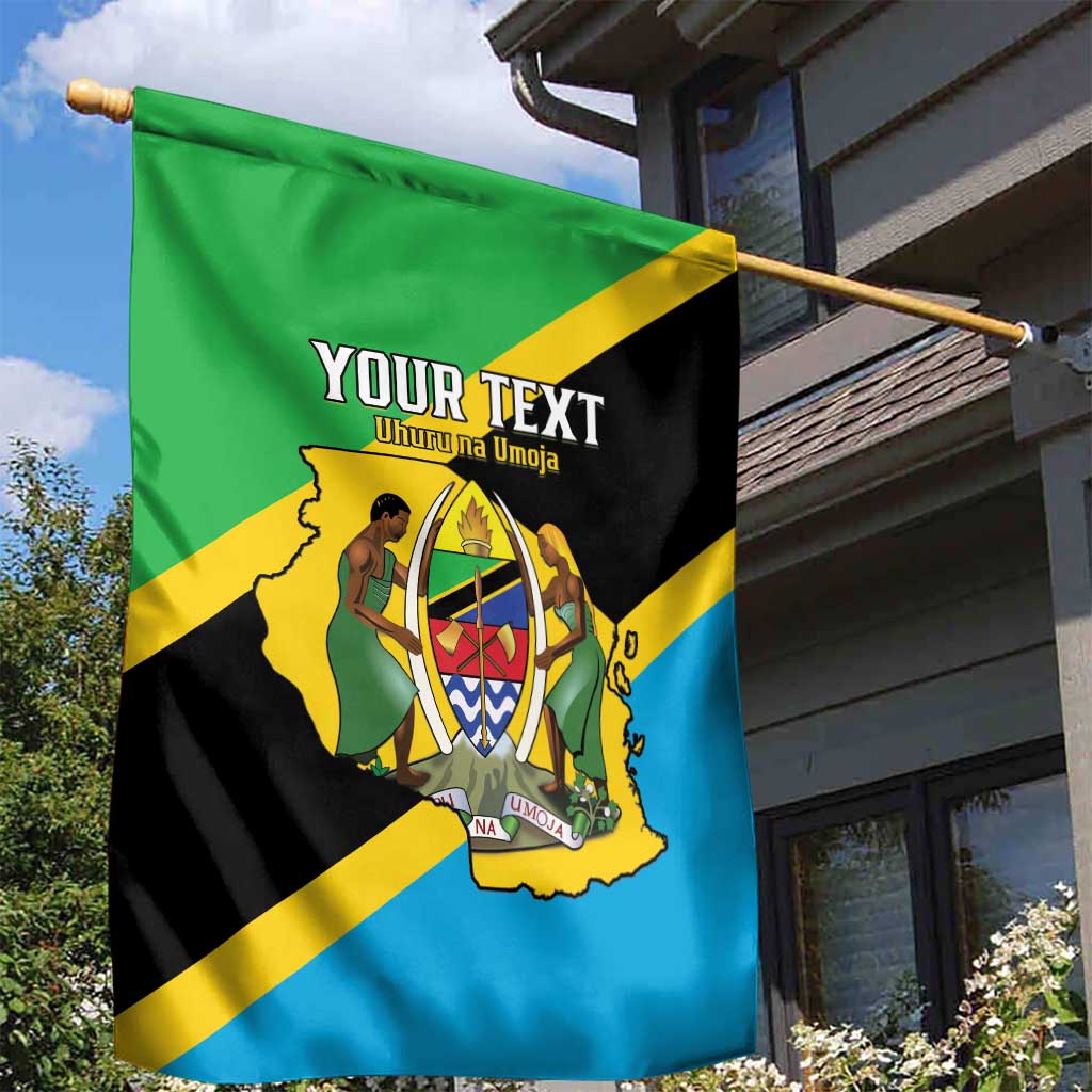 Personalised Tanzania Union Day Garden Flag Coat Of Arms With Map