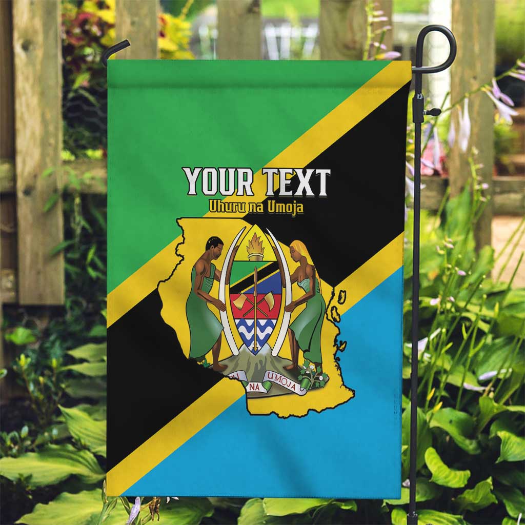 Personalised Tanzania Union Day Garden Flag Coat Of Arms With Map