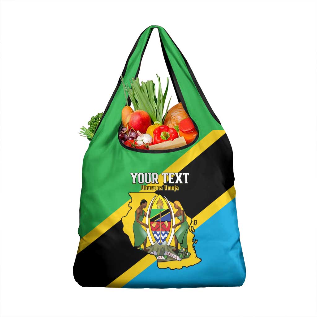 Personalised Tanzania Union Day Grocery Bag Coat Of Arms With Map