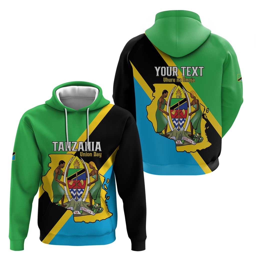 Personalised Tanzania Union Day Hoodie Coat Of Arms With Map