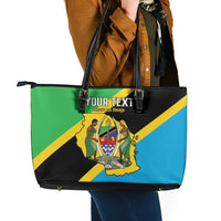 Personalised Tanzania Union Day Leather Tote Bag Coat Of Arms With Map