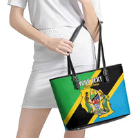 Personalised Tanzania Union Day Leather Tote Bag Coat Of Arms With Map