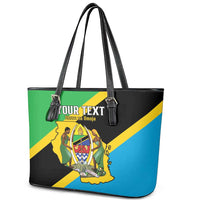 Personalised Tanzania Union Day Leather Tote Bag Coat Of Arms With Map