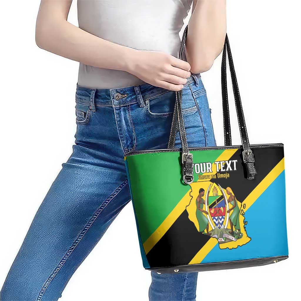 Personalised Tanzania Union Day Leather Tote Bag Coat Of Arms With Map