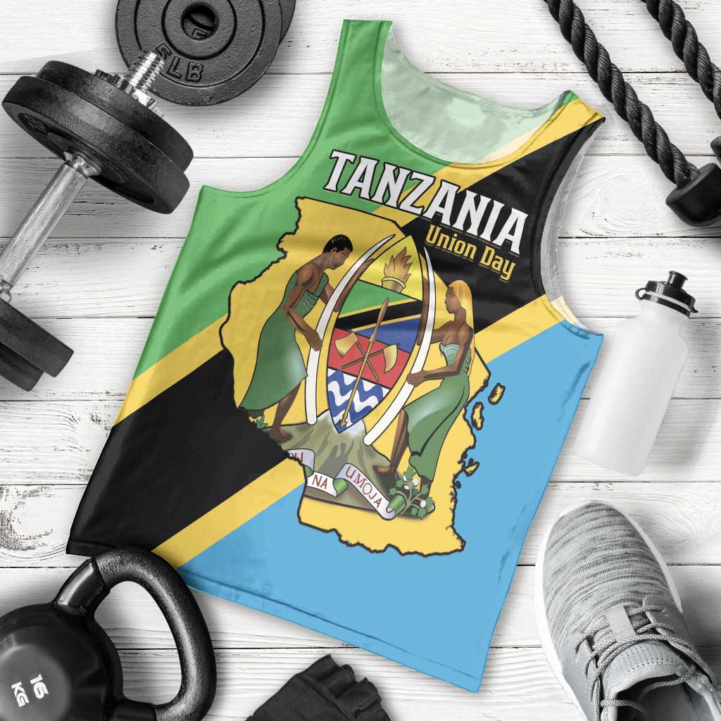 Personalised Tanzania Union Day Men Tank Top Coat Of Arms With Map