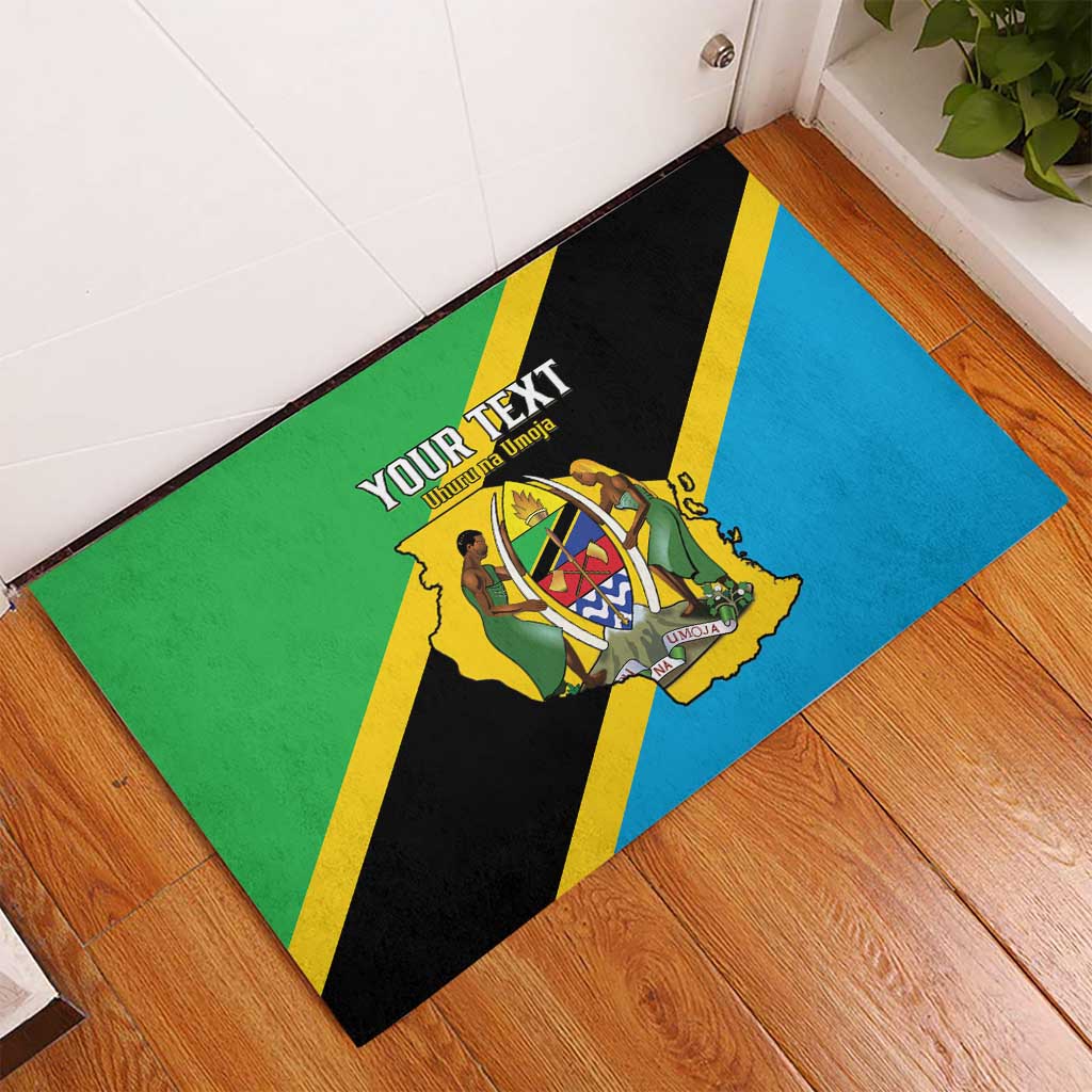 Personalised Tanzania Union Day Rubber Doormat Coat Of Arms With Map