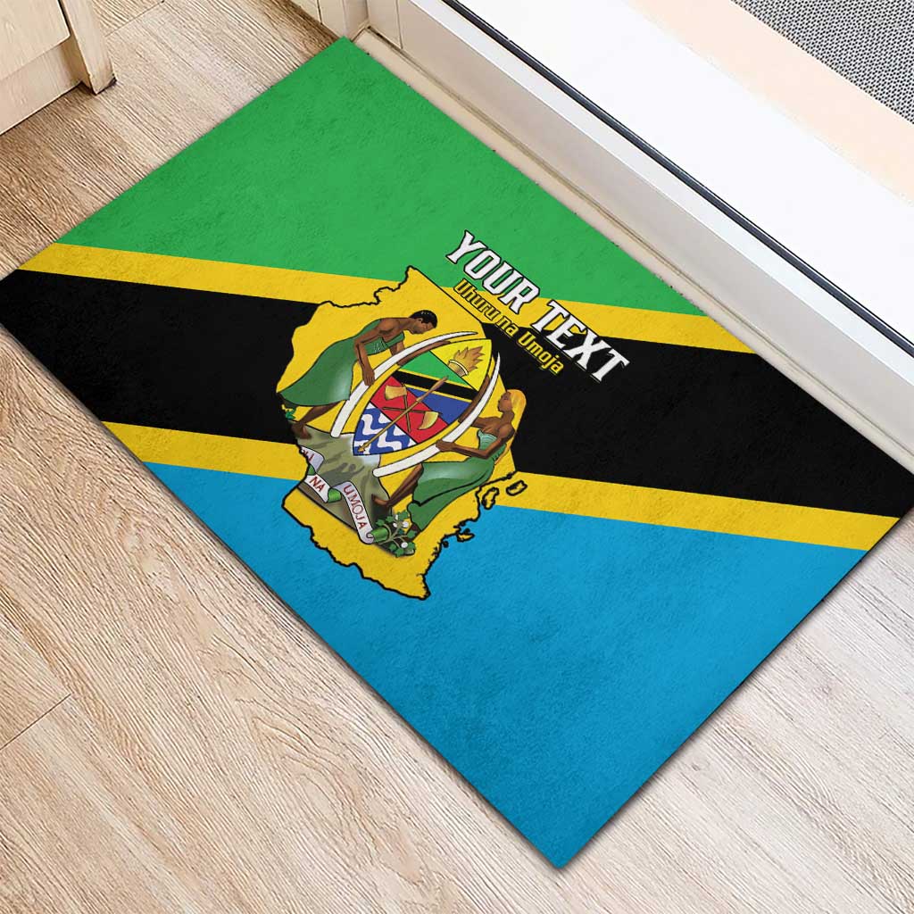 Personalised Tanzania Union Day Rubber Doormat Coat Of Arms With Map