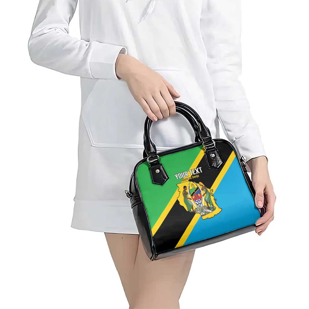 Personalised Tanzania Union Day Shoulder Handbag Coat Of Arms With Map