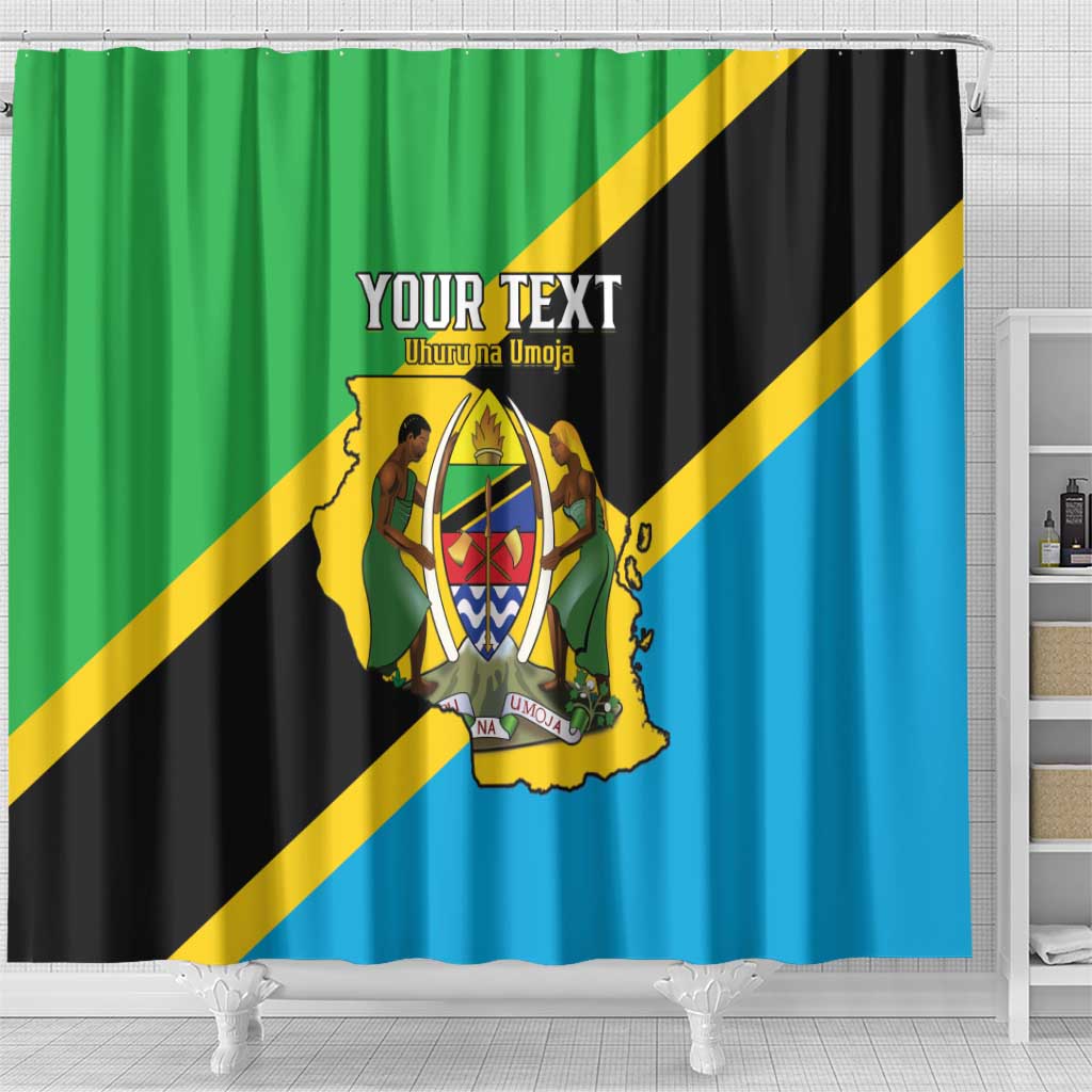 Personalised Tanzania Union Day Shower Curtain Coat Of Arms With Map