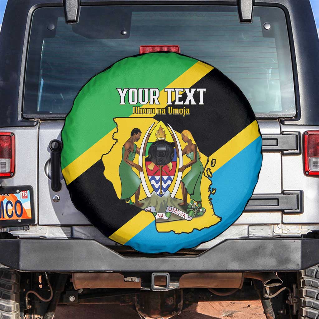Personalised Tanzania Union Day Spare Tire Cover Coat Of Arms With Map