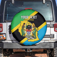 Personalised Tanzania Union Day Spare Tire Cover Coat Of Arms With Map