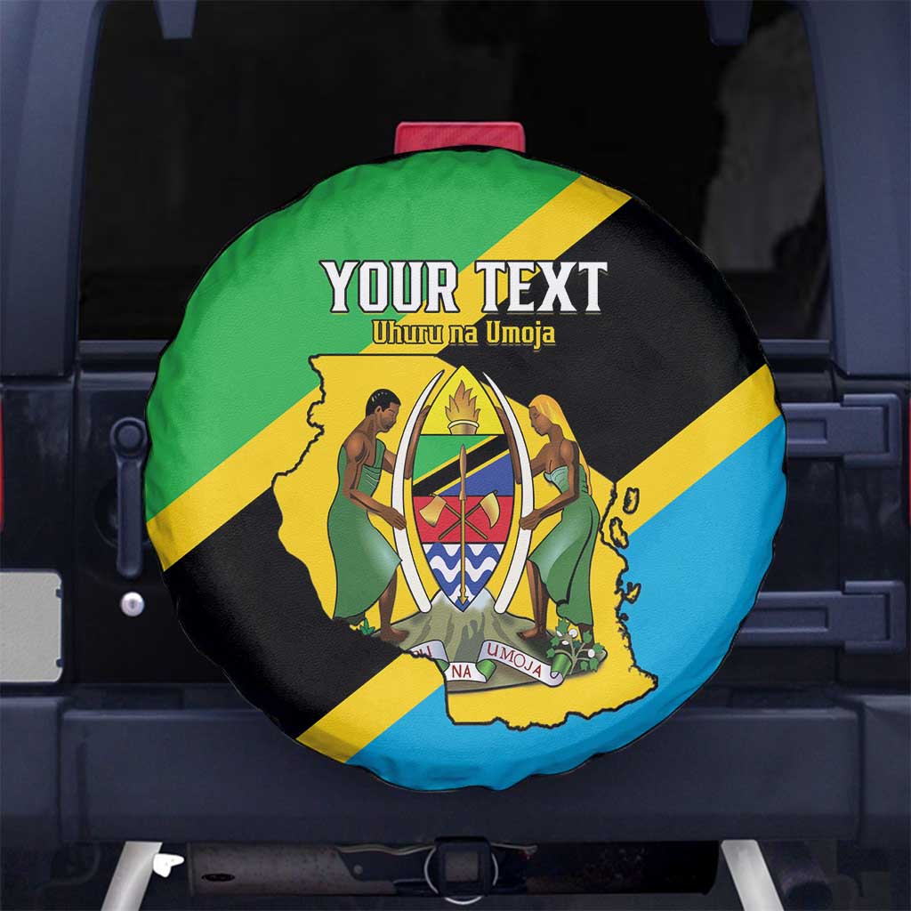 Personalised Tanzania Union Day Spare Tire Cover Coat Of Arms With Map