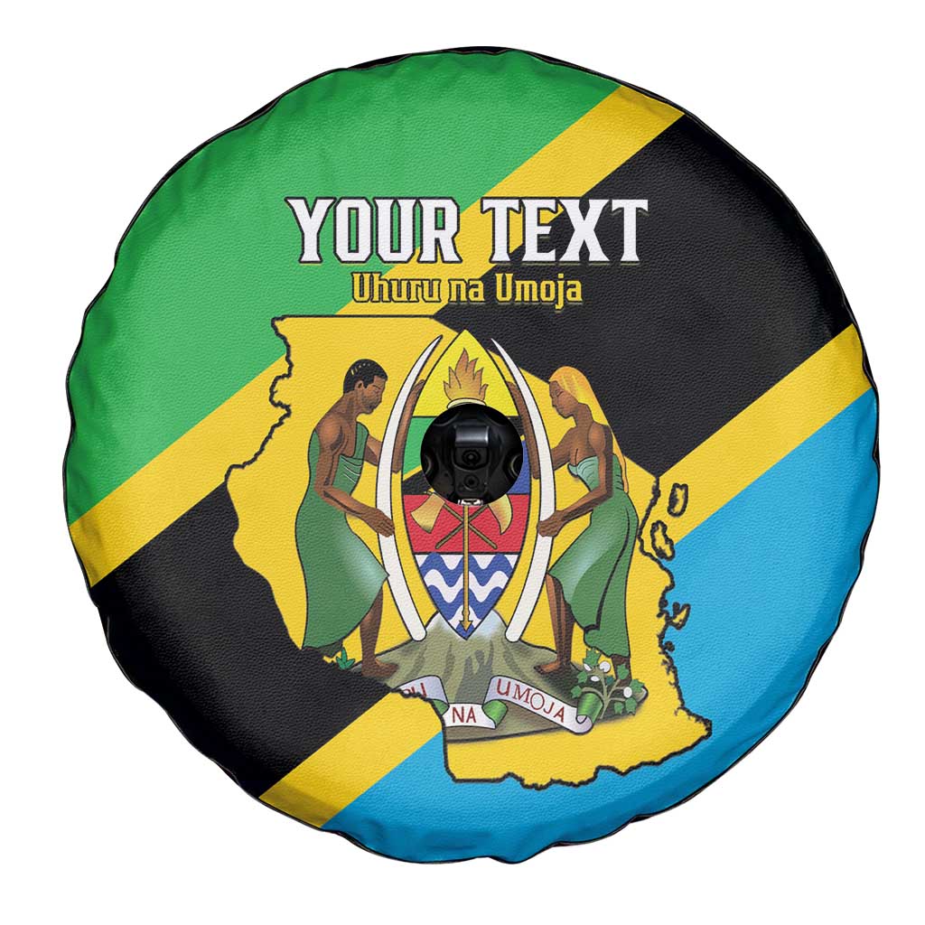 Personalised Tanzania Union Day Spare Tire Cover Coat Of Arms With Map