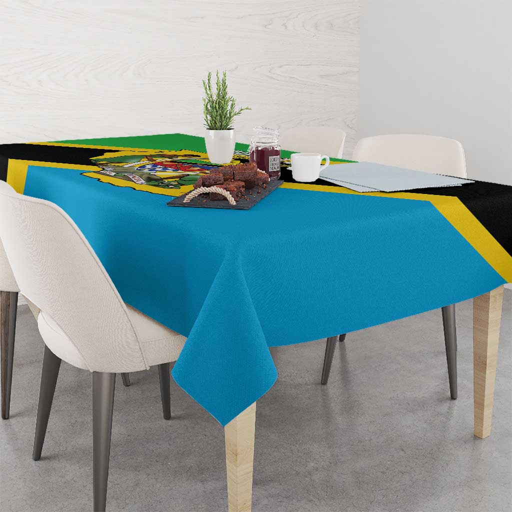 Personalised Tanzania Union Day Tablecloth Coat Of Arms With Map