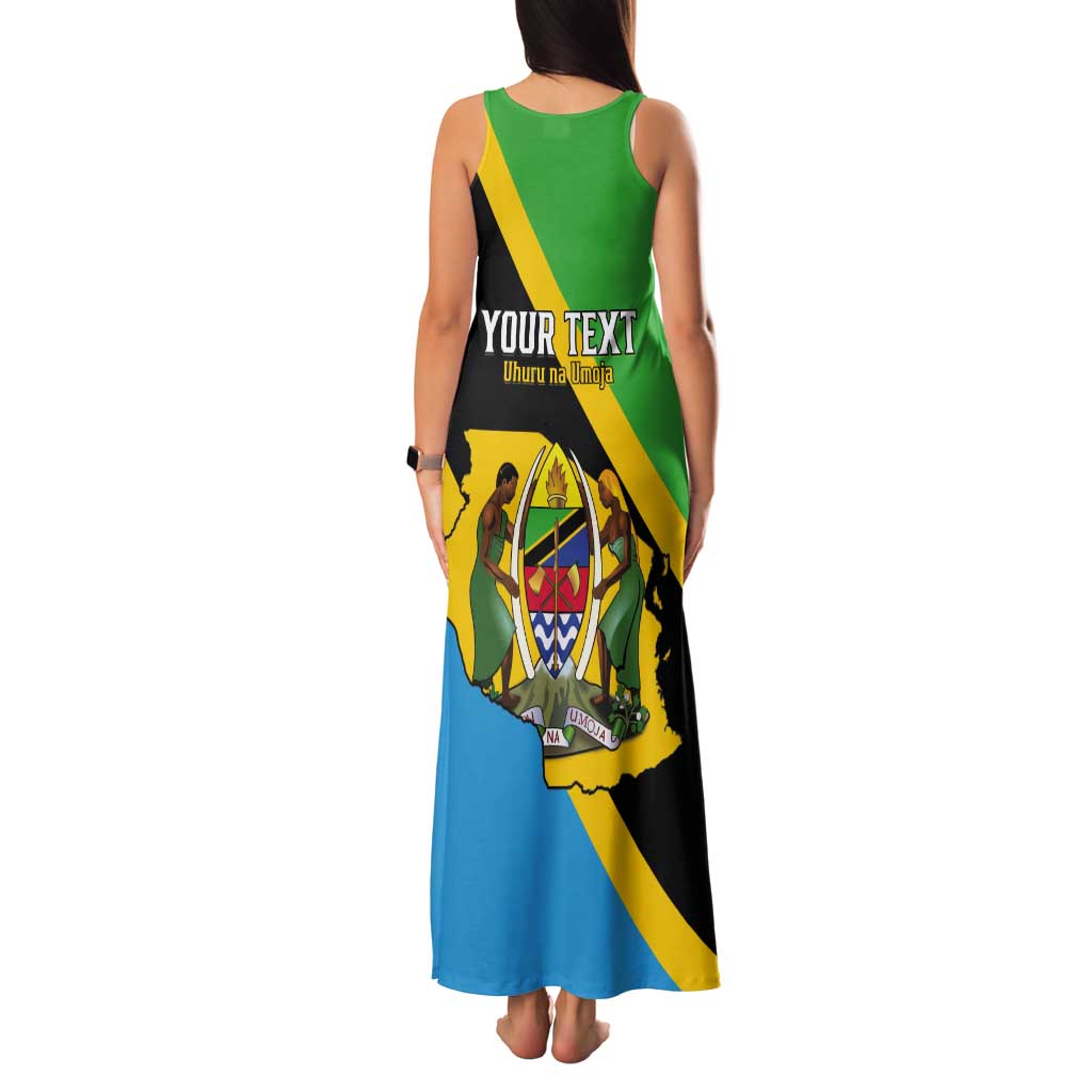 Personalised Tanzania Union Day Tank Maxi Dress Coat Of Arms With Map