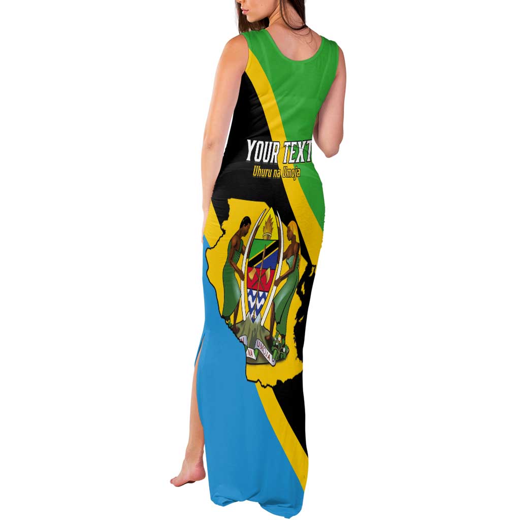 Personalised Tanzania Union Day Tank Maxi Dress Coat Of Arms With Map