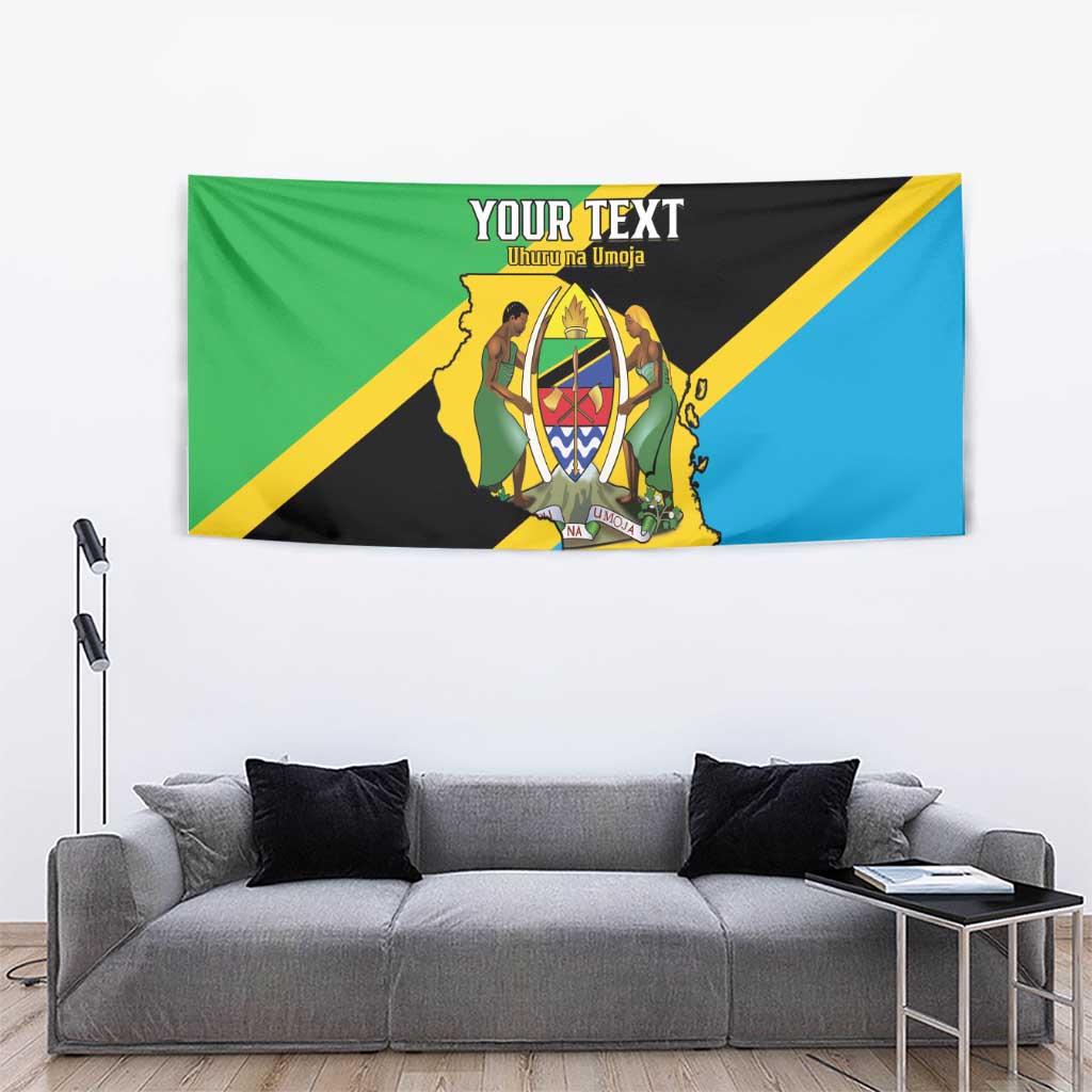 Personalised Tanzania Union Day Tapestry Coat Of Arms With Map