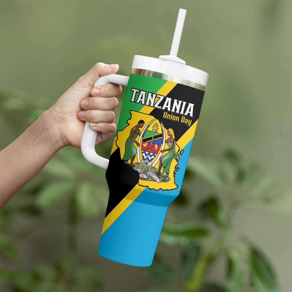Personalised Tanzania Union Day Tumbler With Handle Coat Of Arms With Map