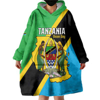Personalised Tanzania Union Day Wearable Blanket Hoodie Coat Of Arms With Map