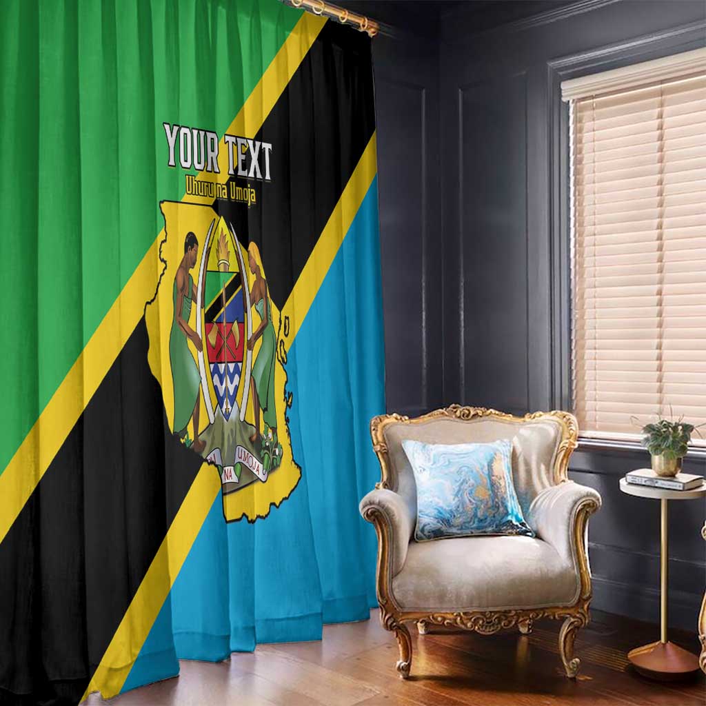 Personalised Tanzania Union Day Window Curtain Coat Of Arms With Map