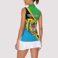 Personalised Tanzania Union Day Women Sleeveless Polo Shirt Coat Of Arms With Map