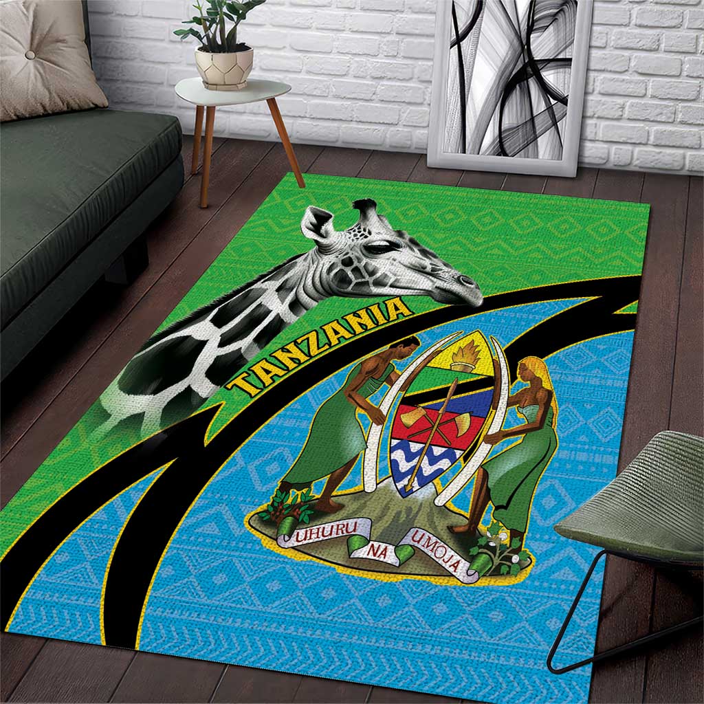 Tanzania Giraffe Area Rug Coat Of Arms African Pattern