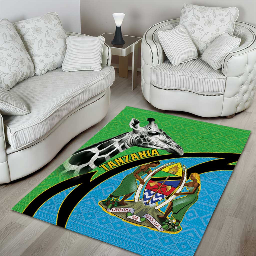 Tanzania Giraffe Area Rug Coat Of Arms African Pattern