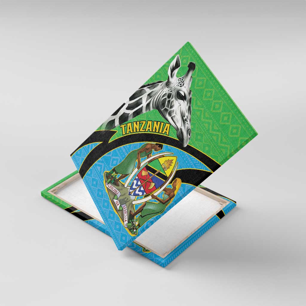 Tanzania Giraffe Canvas Wall Art Coat Of Arms African Pattern