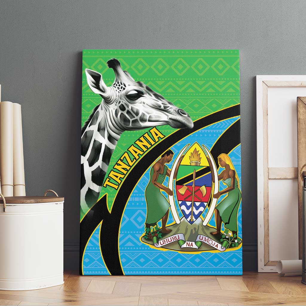 Tanzania Giraffe Canvas Wall Art Coat Of Arms African Pattern