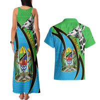 Tanzania Giraffe Couples Matching Tank Maxi Dress and Hawaiian Shirt Coat Of Arms African Pattern