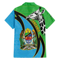 Tanzania Giraffe Family Matching Off Shoulder Maxi Dress and Hawaiian Shirt Coat Of Arms African Pattern