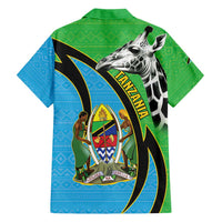 Tanzania Giraffe Family Matching Short Sleeve Bodycon Dress and Hawaiian Shirt Coat Of Arms African Pattern