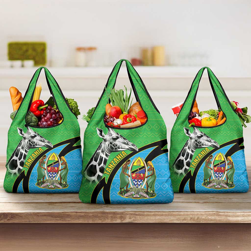 Tanzania Giraffe Grocery Bag Coat Of Arms African Pattern