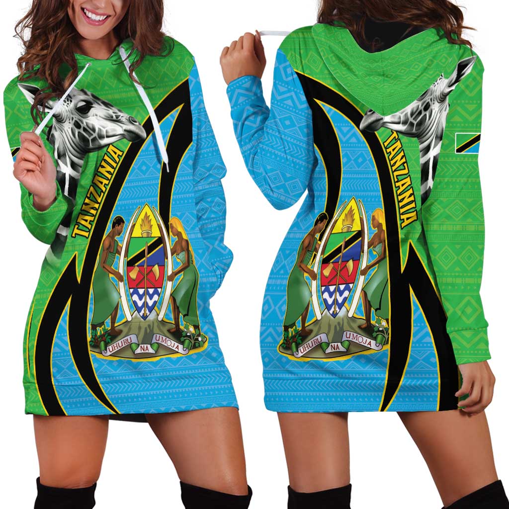 Tanzania Giraffe Hoodie Dress Coat Of Arms African Pattern