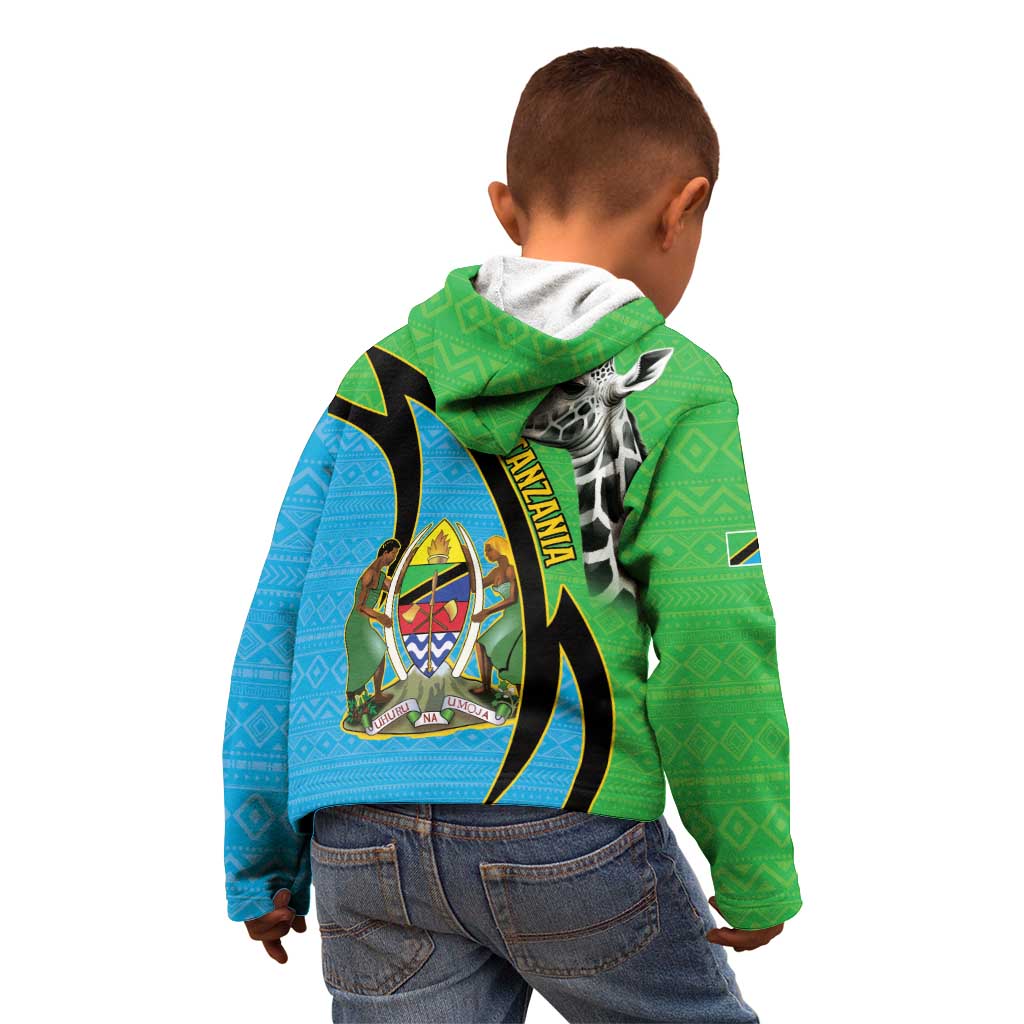 Tanzania Giraffe Kid Hoodie Coat Of Arms African Pattern