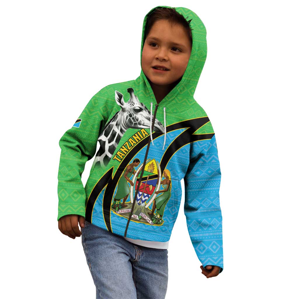 Tanzania Giraffe Kid Hoodie Coat Of Arms African Pattern