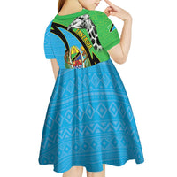 Tanzania Giraffe Kid Short Sleeve Dress Coat Of Arms African Pattern